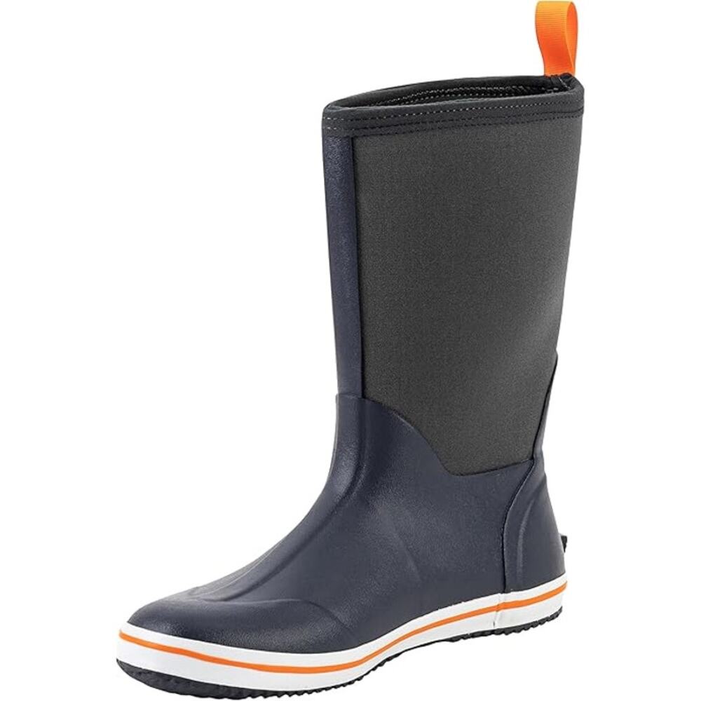 Ubon Mens Size 12 Navy Blue Pull On Waterproof Fishing NonSlip Rubber Rain Boots
